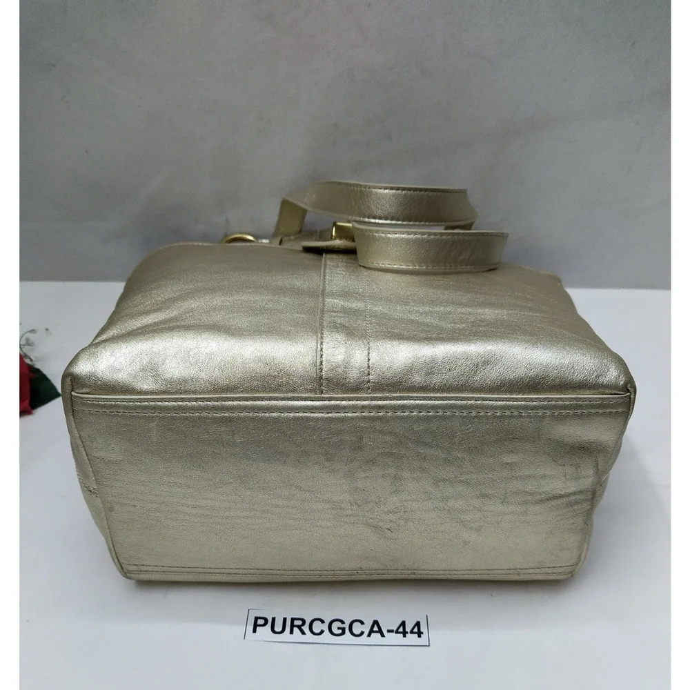 Coach Lily Metallic Gold Leather Limited Ed TurnLock Tote Bag - VTG